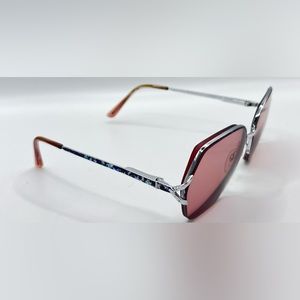 Vintage Marine Blue Silver Oval Half-Rim Sunglasses Frames Only